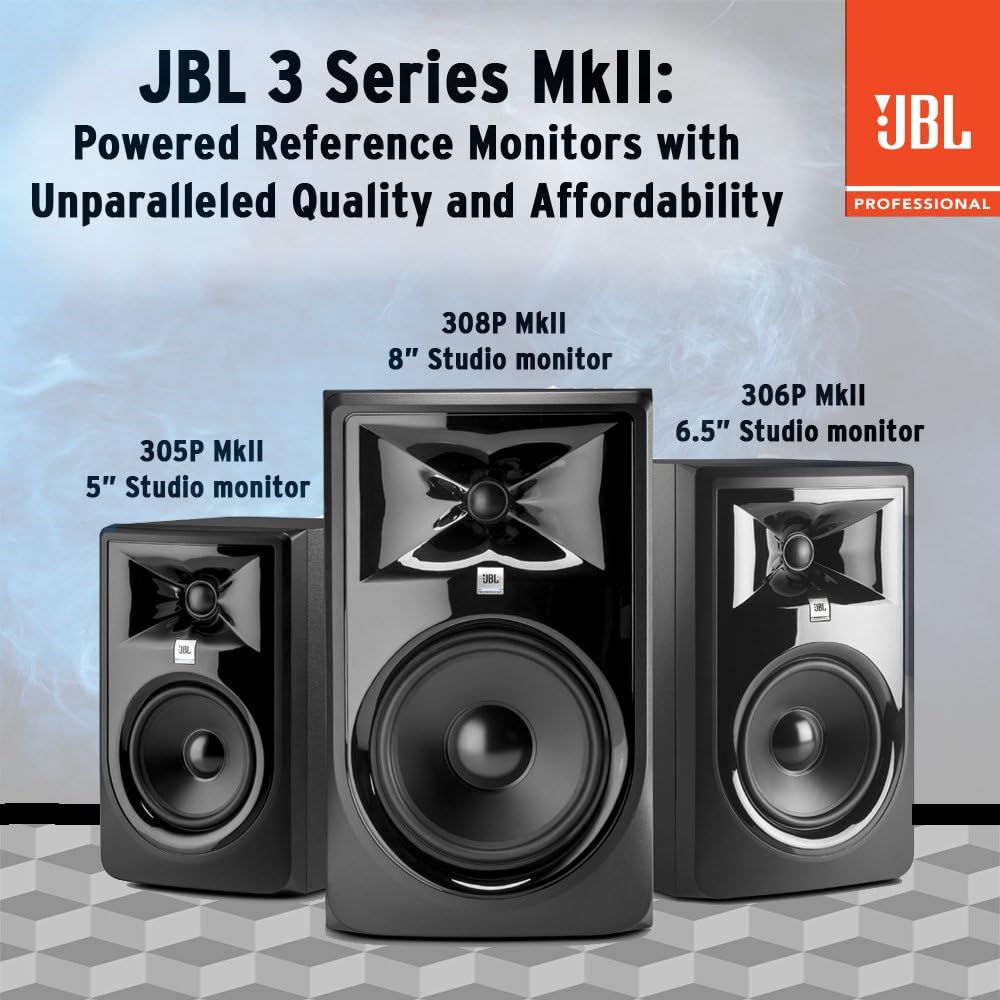 JBL Professional 308P MkII Next-Generation 8-Inch 2-Way Powered Studio Monitor, Black - Image 4