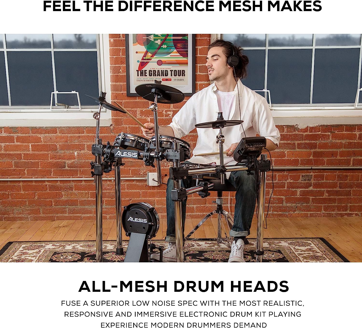 Alesis Drums Surge Mesh Kit - Electric Drum Set with USB MIDI Connectivity, Mesh Heads, Solid Rack and Drum Module Including 40 Kits and 385 Sounds - Image 2
