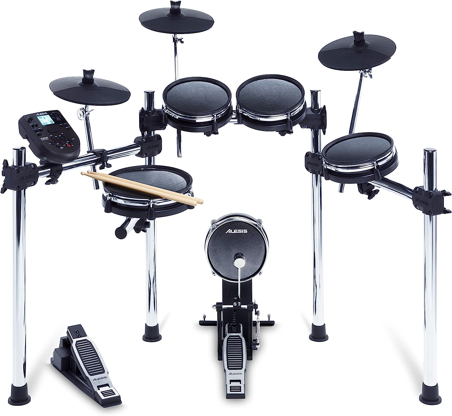 Alesis Drums Surge Mesh Kit - Electric Drum Set with USB MIDI Connectivity, Mesh Heads, Solid Rack and Drum Module Including 40 Kits and 385 Sounds