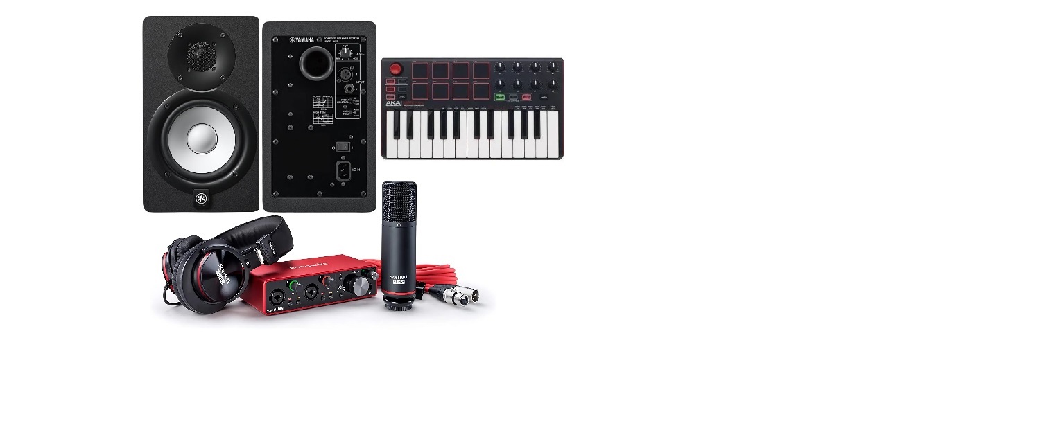 Focusrite Scarlett 2i2 (3rd Gen) Studio Bundle + Yamaha HS-5 Monitor+Akai MPK Mini