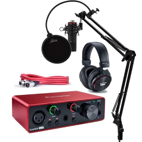 Focusrite Scarlett 2i2 Studio 3rd Gen Recording Bundle With Studio Microphone Arm Stand