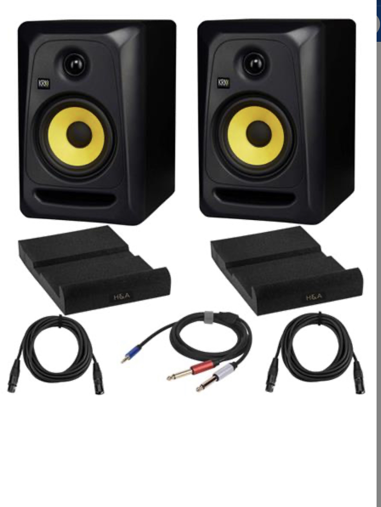 KRK Classic 5 G3 5" 2-Way Studio Monitor with 2x Isolation Pad and Cables