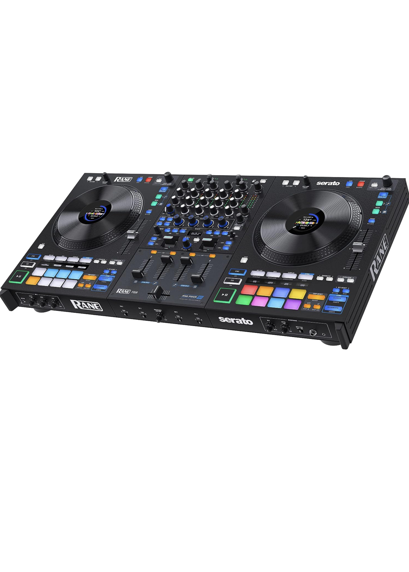 RANE FOUR Advanced 4 Channel Stems DJ Controller - 8.5" Jog Wheels with displays, DJ Mixer with Internal FX, Serato DJ Pro & Pitch ‘n Time DJ Included