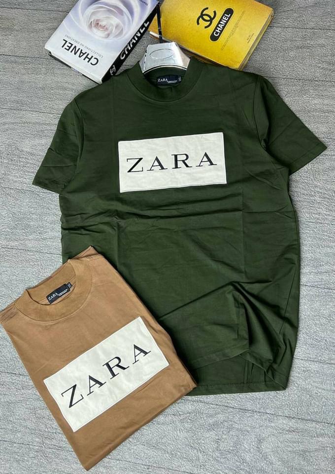 Original quality ZARA T shirts Colours :White, Black, Green and Brown In All sizes - Image 2