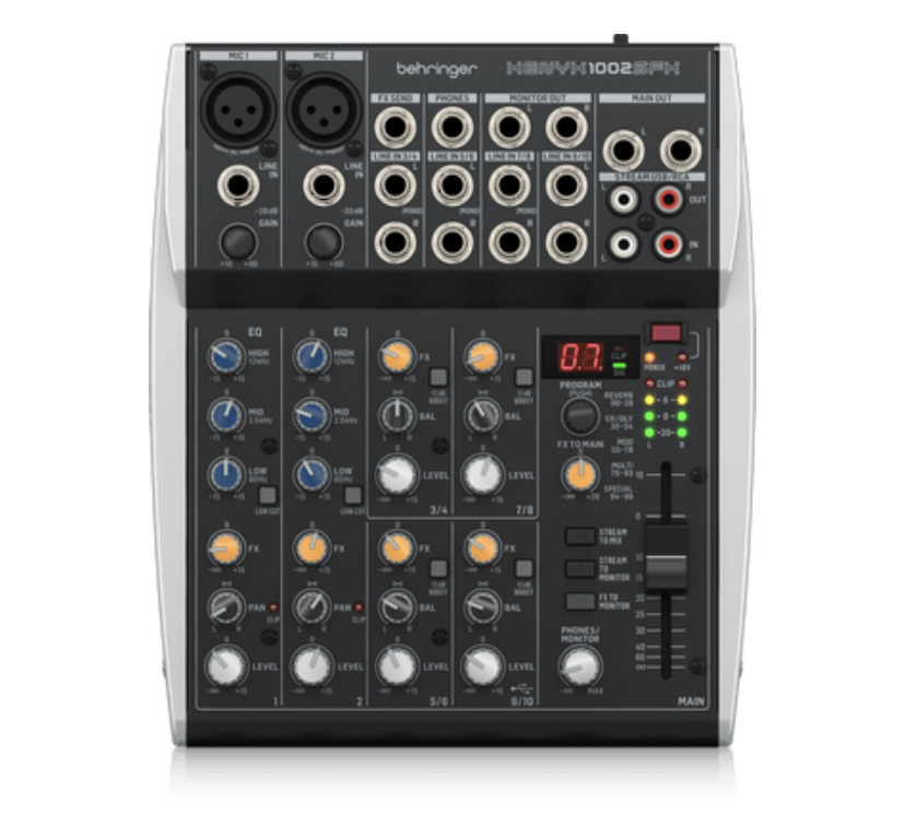 Behringer Xenyx Premium Analog 10-Input Mixer with USB Streaming Interface and Klark Teknik Effects