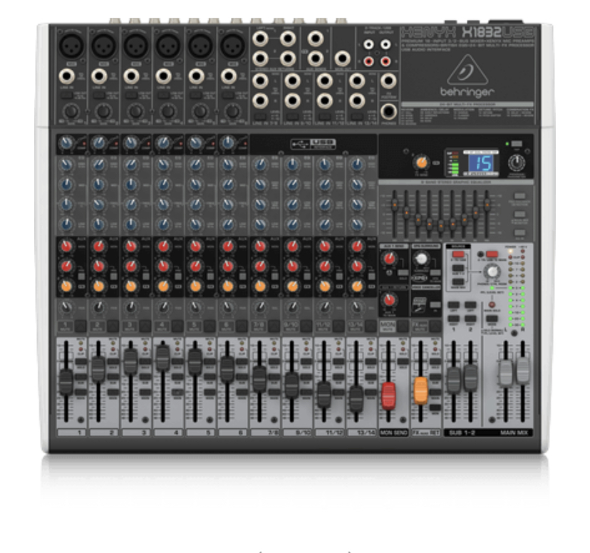 Behringer Xenyx X1832USB Premium 18-Input 3/2-Bus Mixer with XENYX Mic Preamps and Compressors, British EQ, 24-Bit Multi-FX Processor and USB/Audio Interface