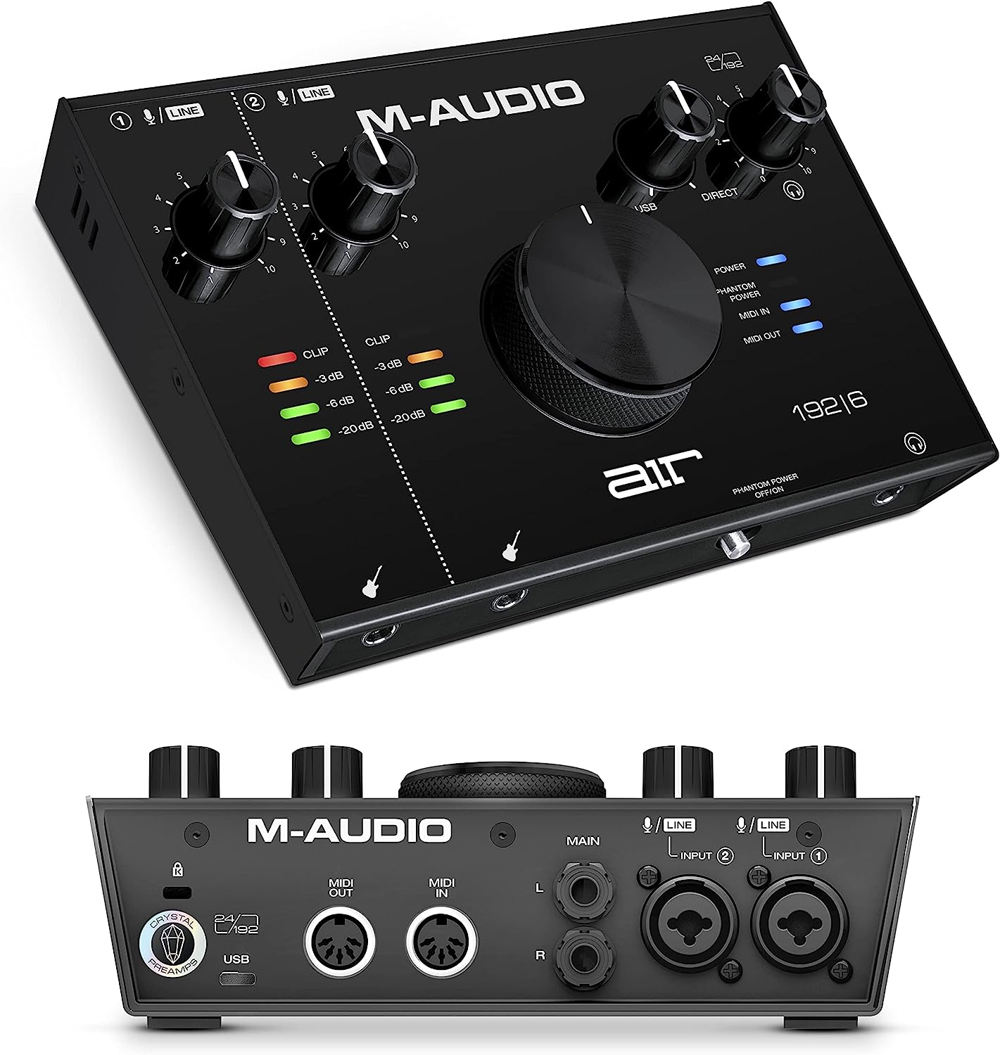 M-Audio AIR 192x6 USB C MIDI Audio Interface for Recording, Podcasting, Streaming, Studio Quality Sound, 2 XLR in and Music Production Software