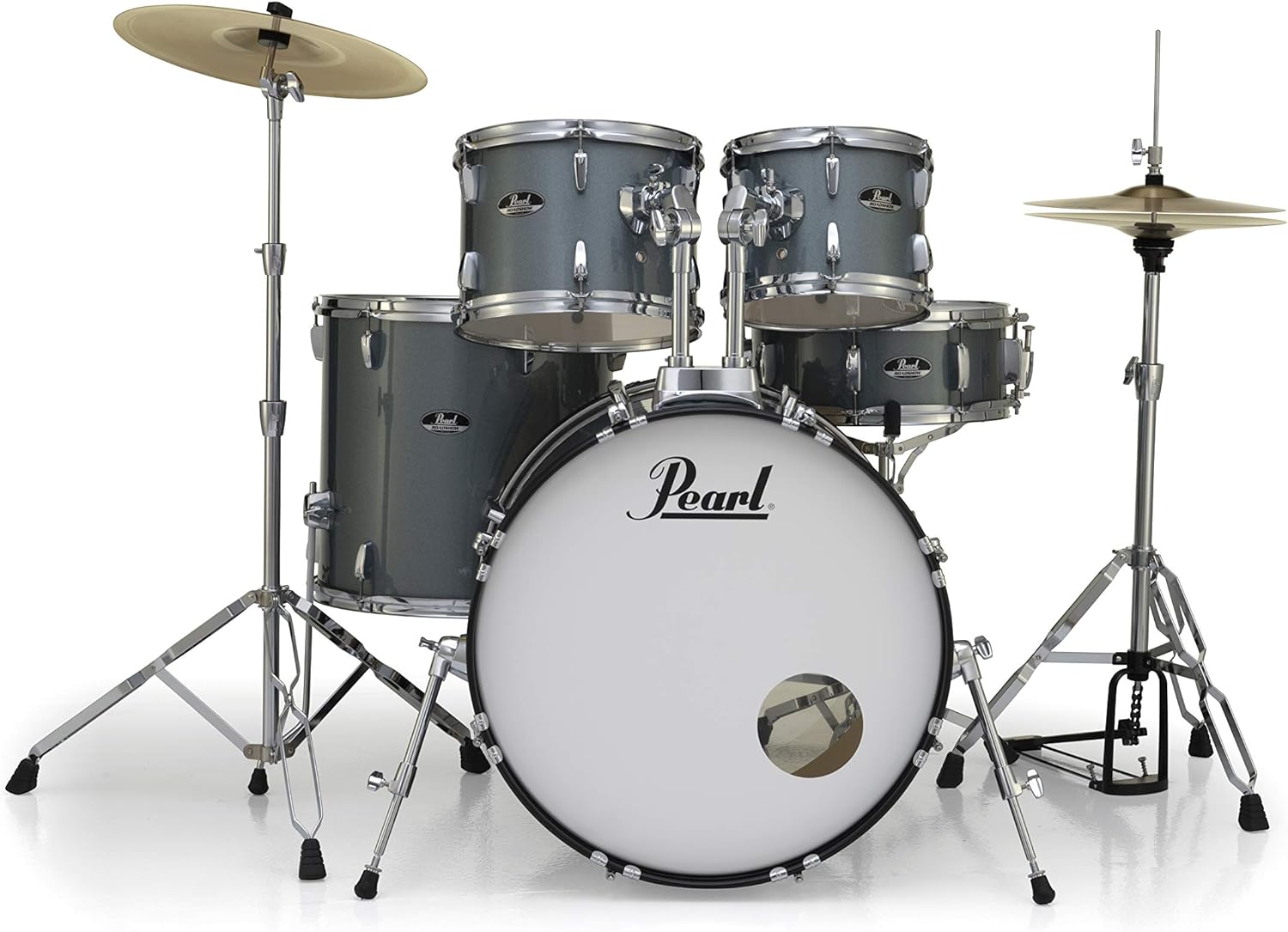 Pearl Roadshow Drum Set 5-Piece Complete Kit with Cymbals and Stands, Charcoal Metallic