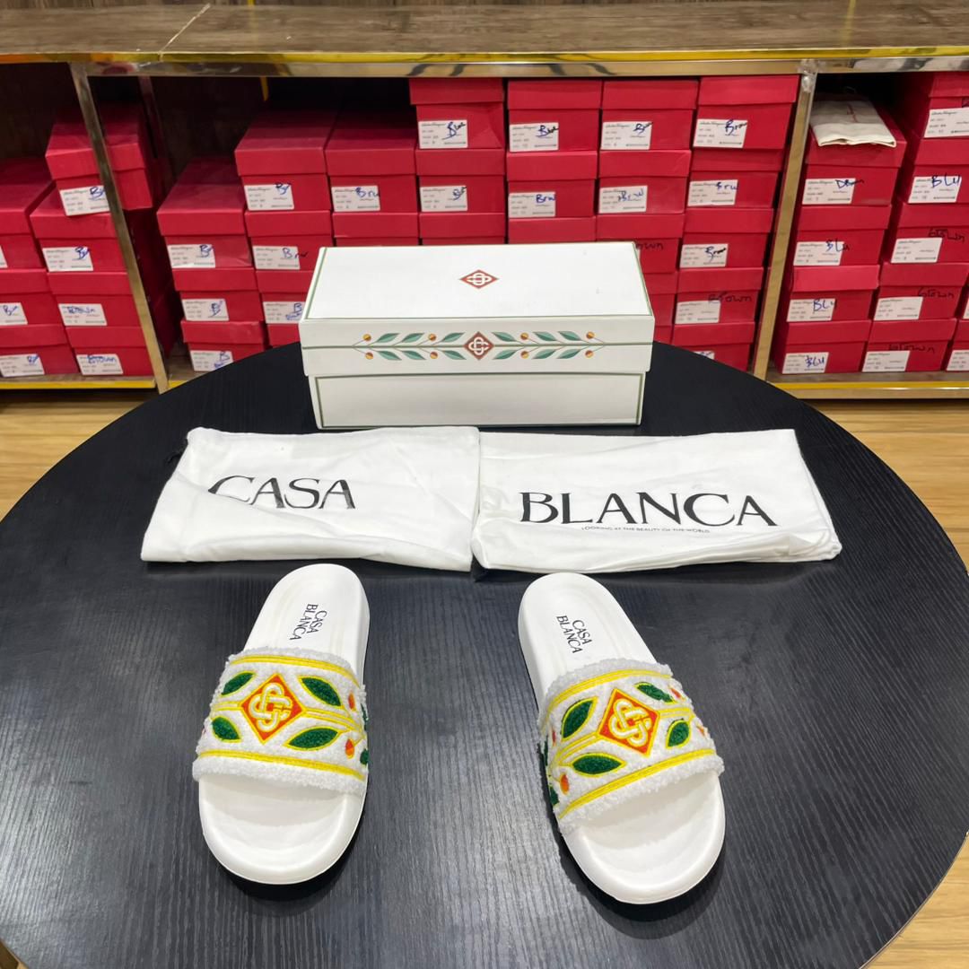 Casablanca embroidered terry slides - Image 4